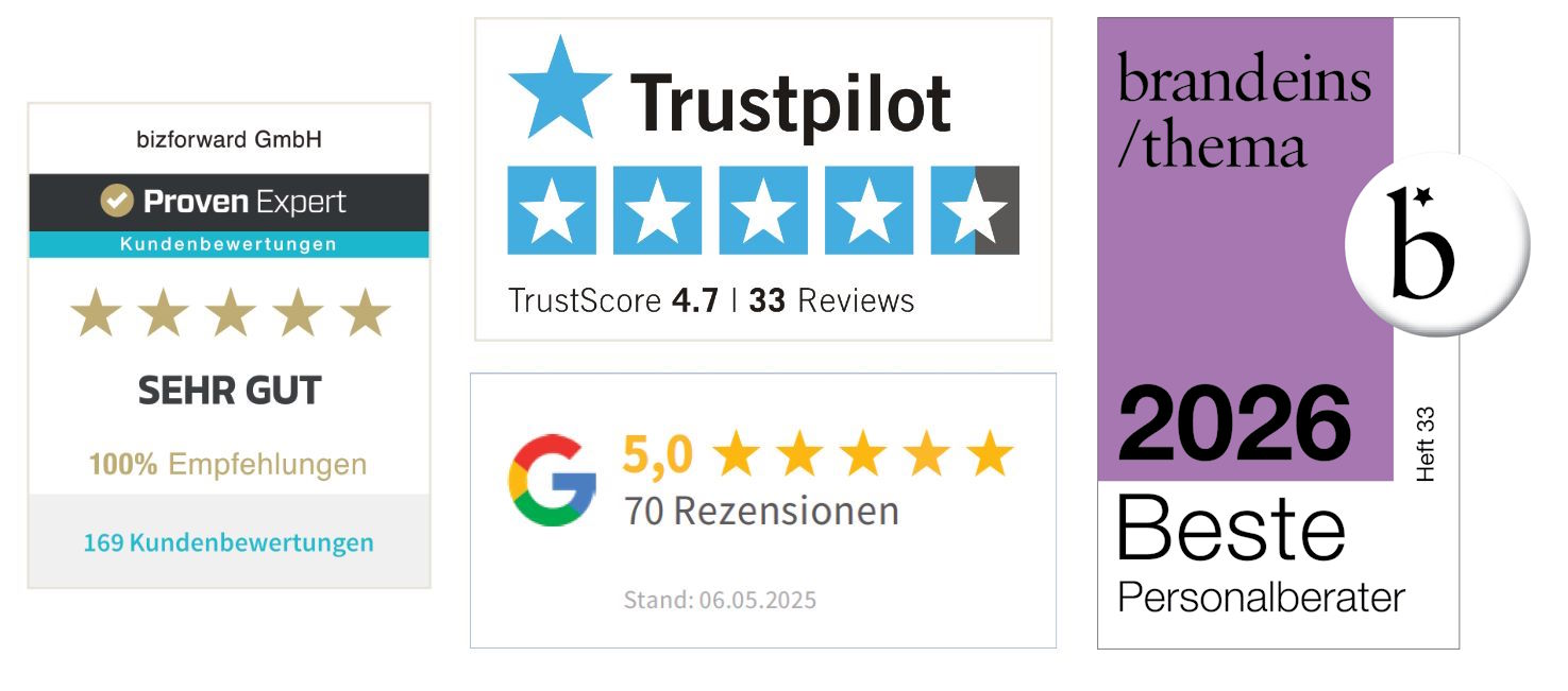Bewertungen Siegel von Google Trustpilot Provenexpert brandeins
